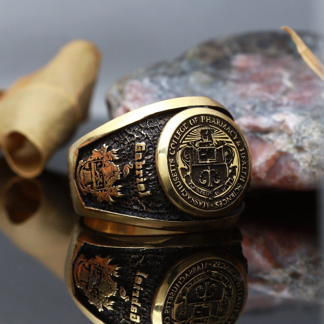 Silver Custom College Class Ring, School Ring,signet Ring, Graduation ...
