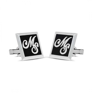 Gemelos de nombre personalizados de plata 925K, gemelos iniciales, gemelos de boda grabados, gemelos de letras de plata esterlina, gemelos de hombre