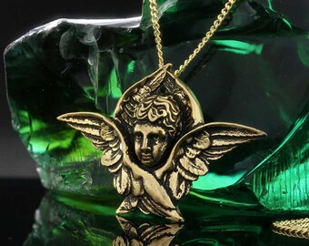 Silver Baby Angel Pendant, Baby Angel Necklace, Sterling Silver Baby Angel Pendant With Chain, Baby Angel Wings Jewelry