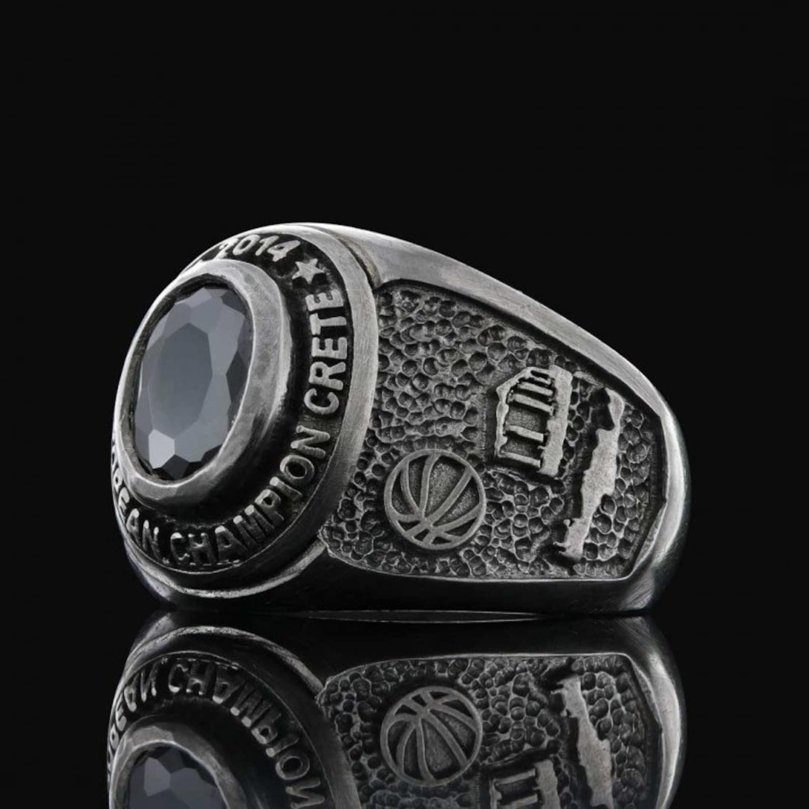 Silver Championship Ring Custom Engraved Rings Custom Etsy