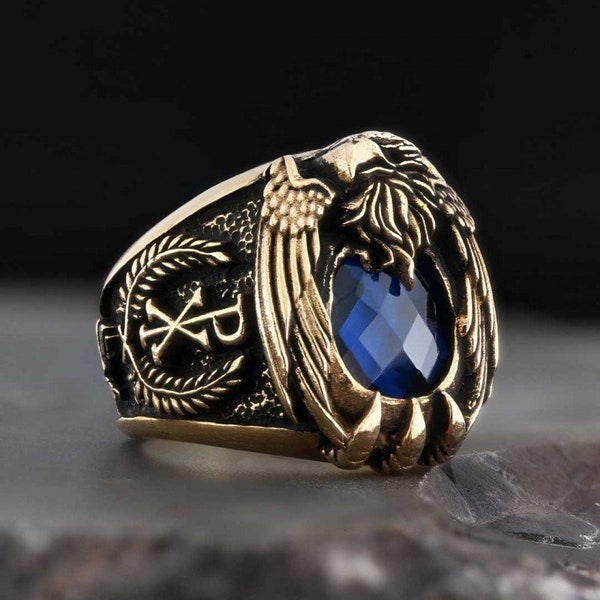 Anello Chi Rho in argento, Anello Cristogramma, Regalo cristianesimo spada, Anello bizantino Roma, Anelli cristiani per uomini, Anello con sigillo croce Staurogramma