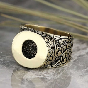 925 Anillo de letras de plata esterlina, Anillo de letras O, Anillo inicial de la A a la Z, Anillo del alfabeto del monograma de plata, Anillo de letras en negrita de diseño celta de plata