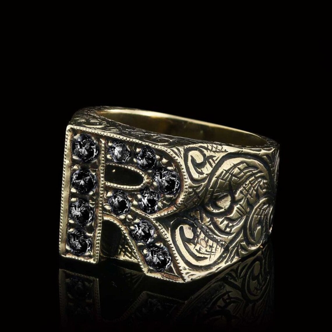 Silver R Letter Ring, R Alphabet Ring, A-Z Initial Ring, Silver ...