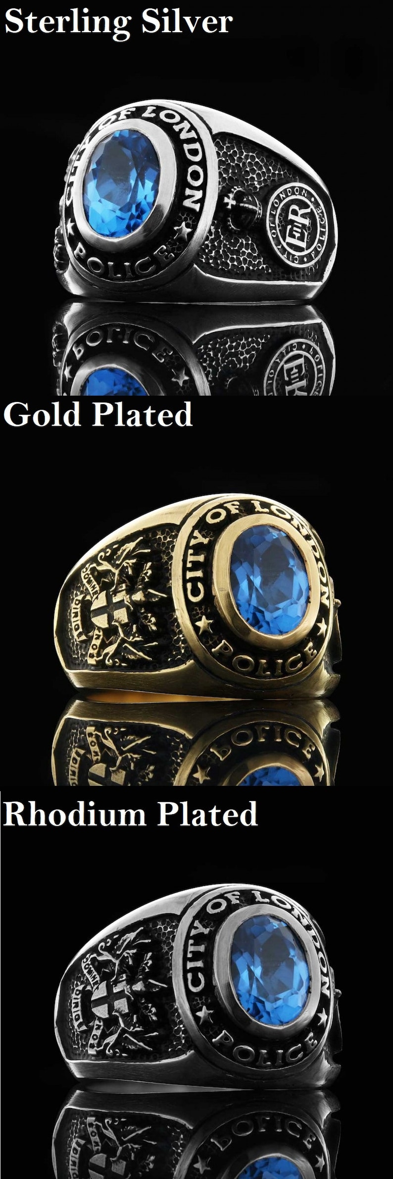 925 Sterling Silver Signet Ring Logo Ring Police Gift Gift | Etsy