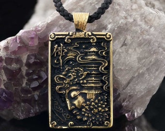 Colgante de samurái de plata de ley, collar de guerrero japonés