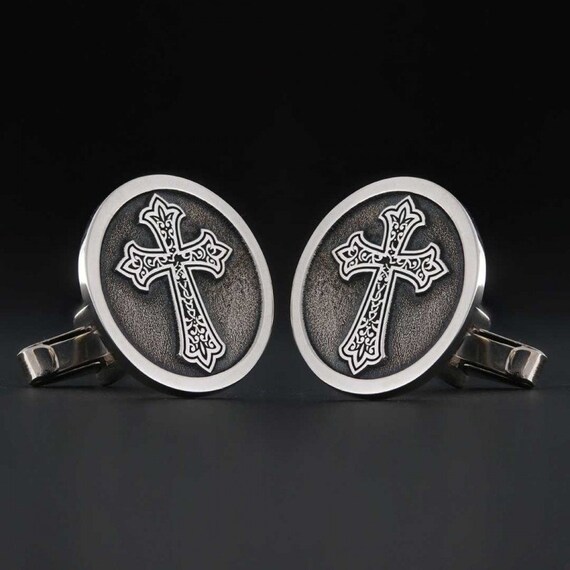 Silver cross cufflinks sale