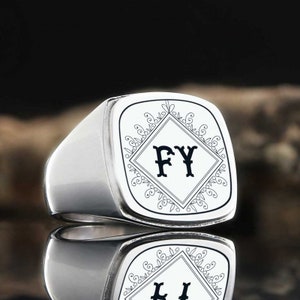 Anillo de monograma de plata de ley 925, anillo personalizado de plata, anillo inicial, anillo de letras, anillo de monograma personalizado, anillo de monograma personalizado