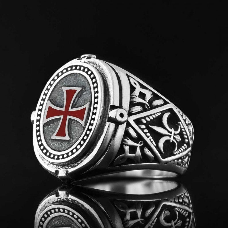Red Cross Christian Ring Silver Knights Templar Ring the - Etsy