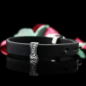 Pulsera Carta I, Pulsera Monograma I Letra, Pulsera de cuero I, Pulsera de Carta Hecha a Mano de Diseño Especial, Regalo de San Valentín,