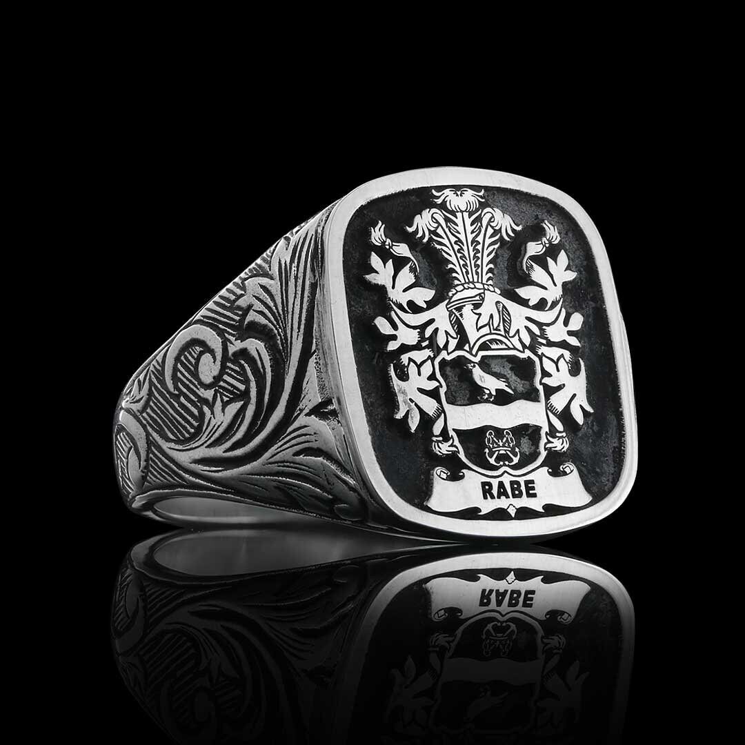 925K Silver Custom Ring, Family Crest Ring, Coat of Arms