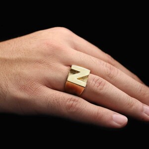 Anillo de letras de plata esterlina 925, anillo de letras N, anillo inicial de la A a la Z, anillo de tipo alfabeto de plata, anillo de letras de plata alfabeto en negrita, anillo de alfabeto