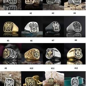 Custom Signet Ring: Personalized Family Crest Coat of Arms Ring for Men image 8