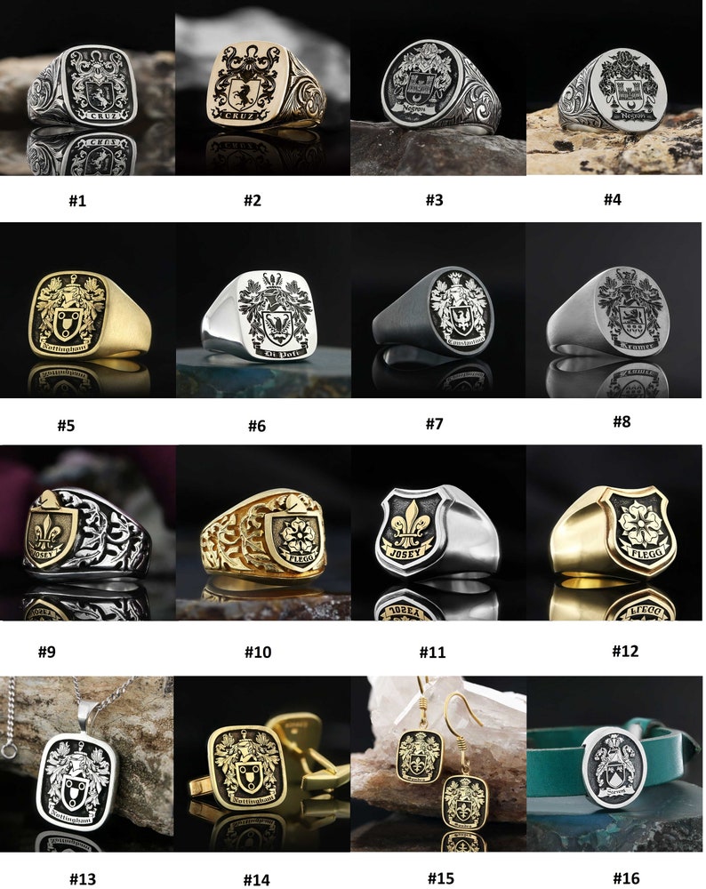 Custom Signet Ring: Personalized Family Crest Coat of Arms Ring for Men image 8