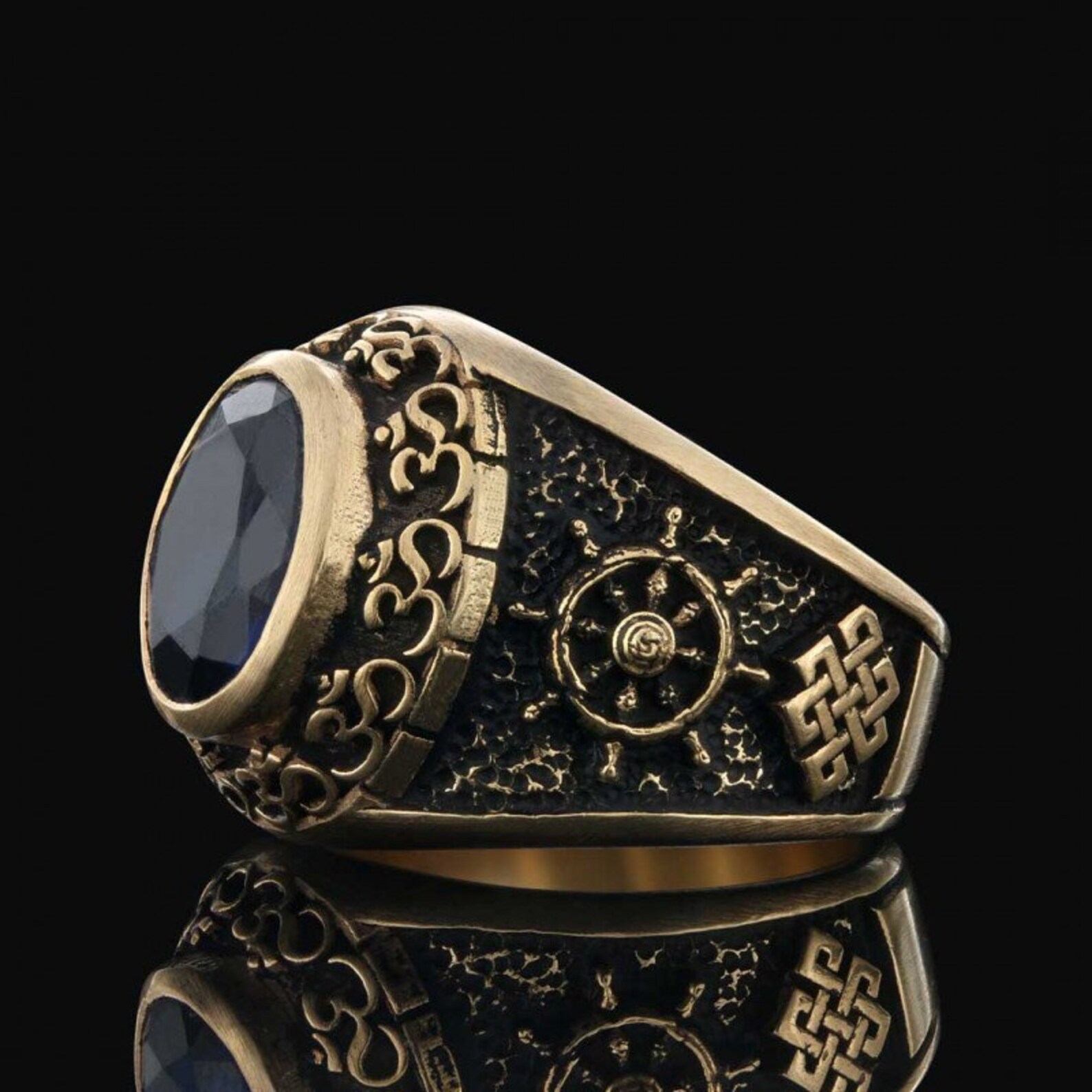 Sterling Silver OM Ring Buddha Ring Hindu Ring Dharmachakra - Etsy