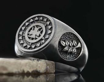 Anillo masónico de cruz templaria, anillo de masón de plata de ley, anillo de plata de mampostería, anillo masónico especial, anillo de diseño especial masónico de plata