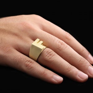 Anillo de letras de plata esterlina 925, anillo de letras F, anillo inicial de la A a la Z, anillo de tipo de alfabeto de plata, alfabeto de letras de plata en negrita, anillo de alfabeto