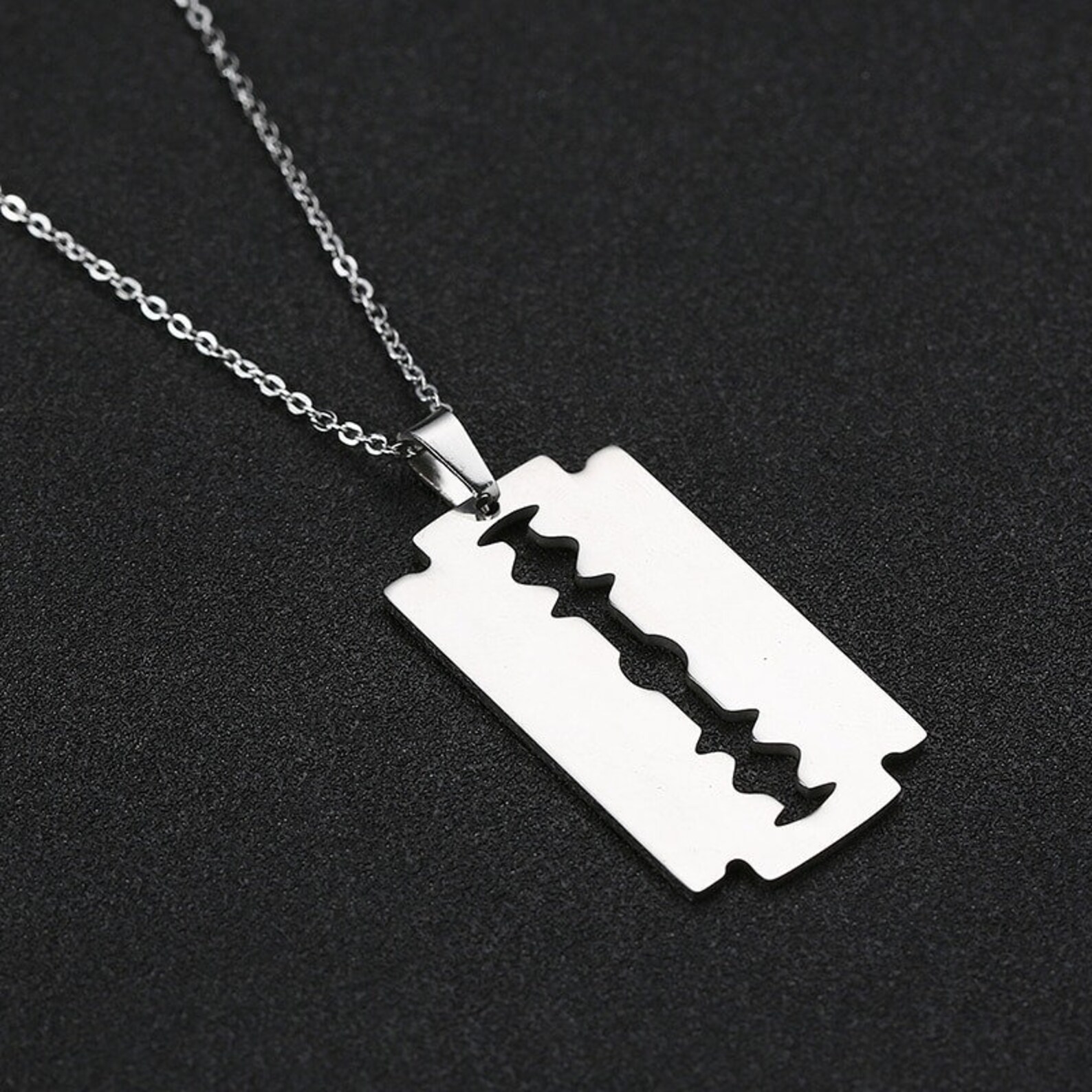 925 Sterling Silver Razor Blade necklace Blade pendant emo Etsy