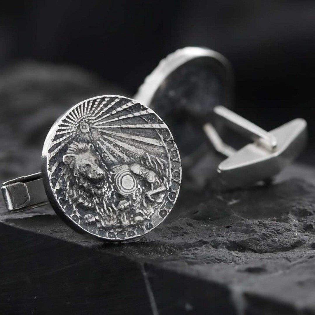 Leo Zodiac Silver Cufflinks Zodiac Cufflinks Birthday Gift Sterling
