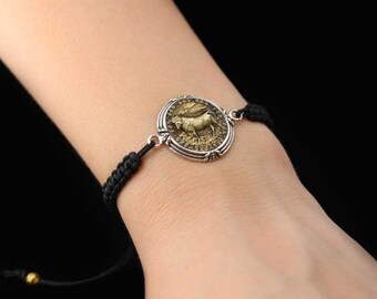 Taurus Zodiac Silver Bracelet - Taurus Hemp String Bracelet - Taurus Drawstring Bracelet - Taurus Horoscope Macrame - Taurus Cord Bracelet