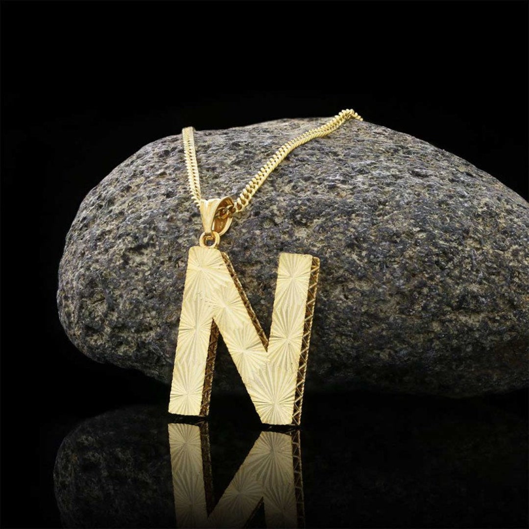 Silver Alphabet Type Necklace, Sterling Silver N Letter