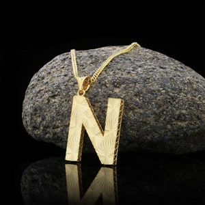 Collar tipo alfabeto de plata, colgante de letra n de plata esterlina, colgante de letra de plata de diseño personalizado, collar de letras de plata alfabeto en negrita,