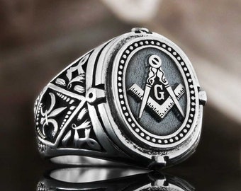Blue Lodge Masonic Ring, Sterling Silver Customized Masonic Ring, Personalized Masonic Ring, Silver Masonic Ring, Masonry Ring