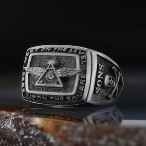 All Seeing Eye Ring, Silver Seeing Eye Ring, Sterling Silver Customized Masonic Ring, Personalized Masonic Ring, Silver Masonic Ring