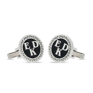 Gemelos de nombre personalizados de plata 925K, gemelos iniciales, gemelos de boda grabados, gemelos de letras de plata esterlina, gemelos de hombre