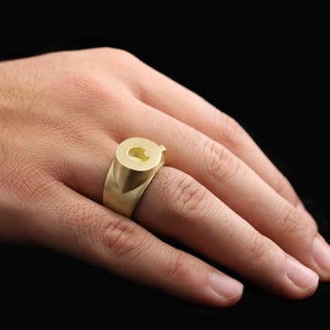 Anillo de letras de plata esterlina 925, anillo Q de letras, anillo inicial de la A a la Z, anillo de tipo alfabeto de plata, alfabeto en negrita de anillo de letras de plata, anillo de alfabeto