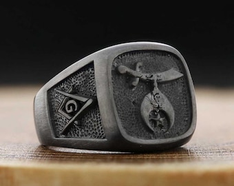 SHRINERS MASONIC RING, Masonic Rite Ring, Silver Masonic Ring, Customized Masonic Ring,  Shriner Mason Ring, Shriner's masonic ring
