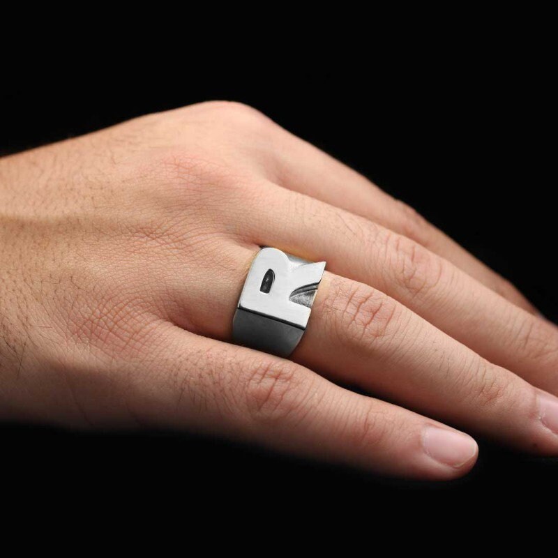 925 Sterling Silver Letter Ring, Letter C Ring, A-Z Initial