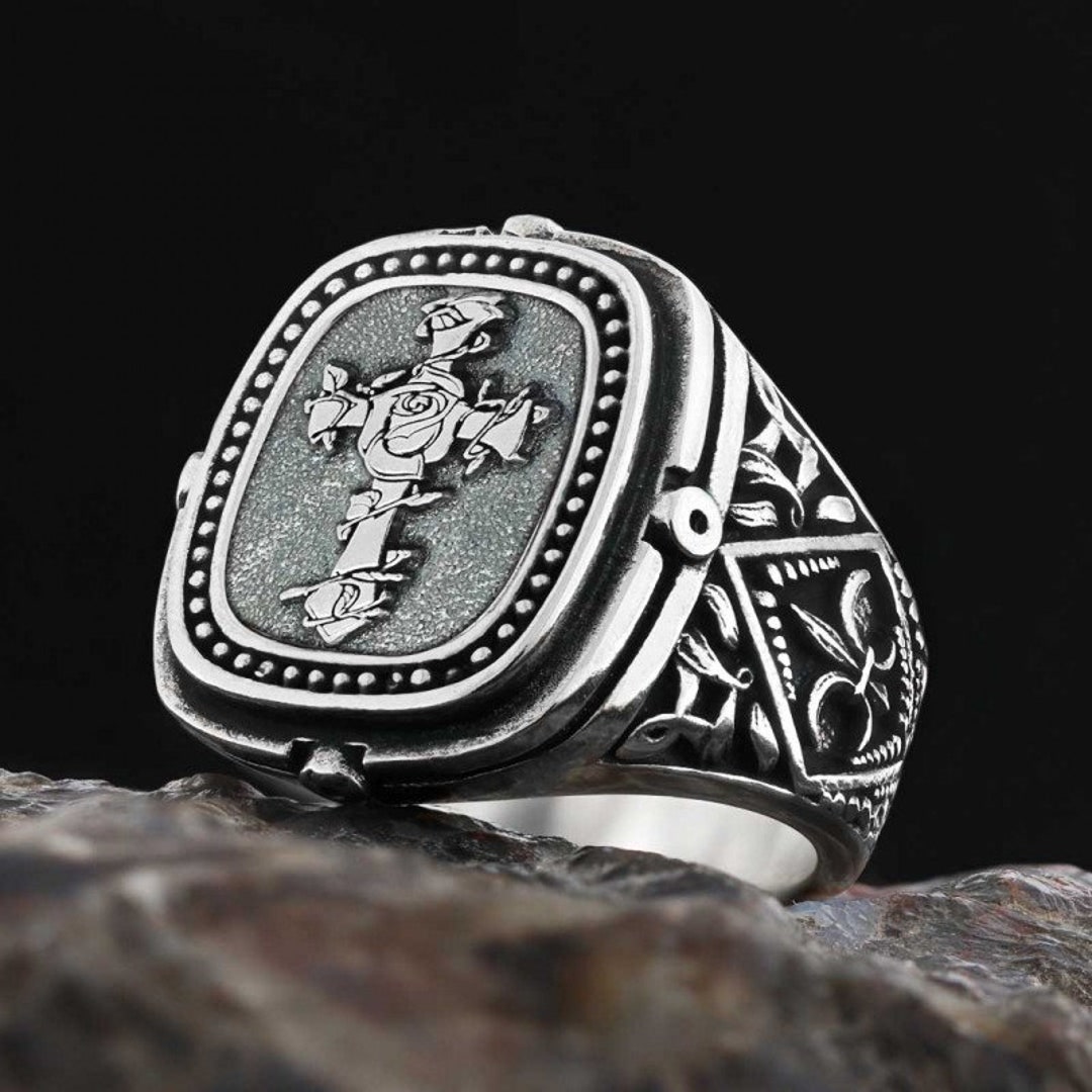 Silver Cross Ring, Cross Ring, Christian Rings, Rings for Mens