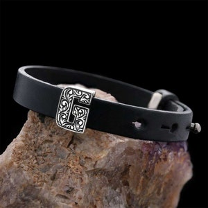 Pulsera de letra G de monograma, pulsera de letra G, pulsera de cuero inicial G, pulsera de carta hecha a mano de diseño especial, regalo de San Valentín,