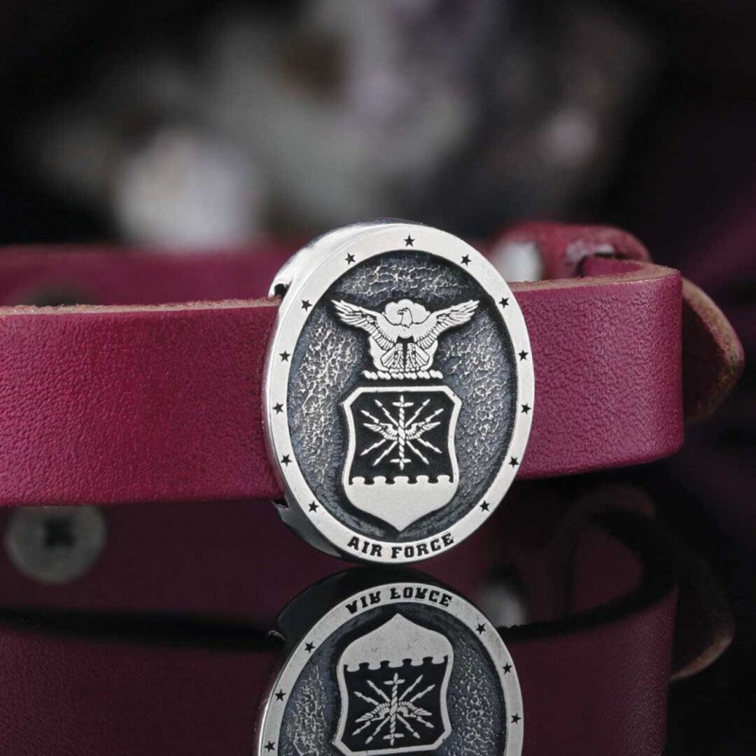 US Air Force Embossed Bracelet , Silver US Eagle Embossed