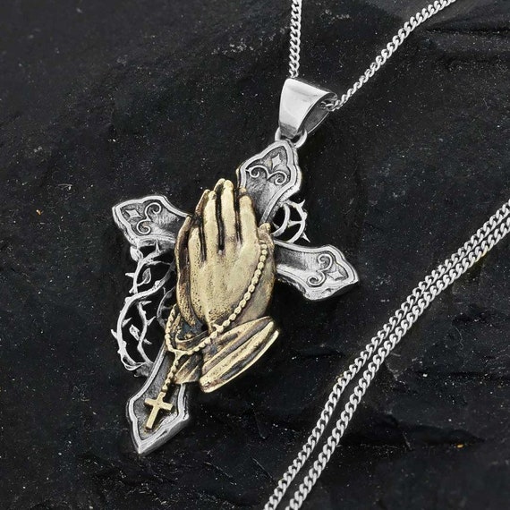 prayer hands necklace