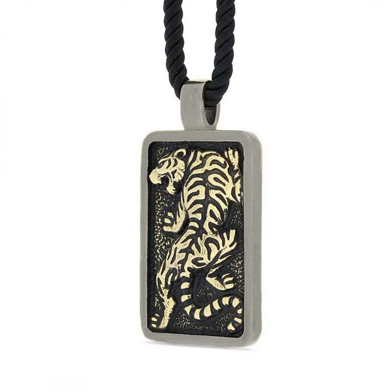 Sterling Silver Wild Tiger Necklace Silver Tiger Pendant Etsy
