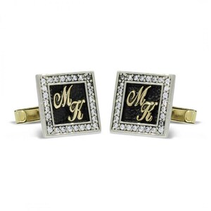 Gemelos con nombre personalizado de plata de 925K, Gemelos con iniciales, Gemelos de boda grabados, Gemelos con letras de plata de ley, Gemelos para hombre