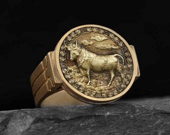 Taurus Zodiac Silver Ring - Taurus Ring - Birthday Gift - Sterling Silver Taurus Ring - Horoscope Ring, Taurus Horoscope Ring, Silver Taurus