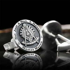 Freemasons Cufflink, Past Master Masonic Cufflink, Silver Cufflinks, Masonic Gift , Sterling Silver Freemasons  Cufflinks, Letter Cufflinks,