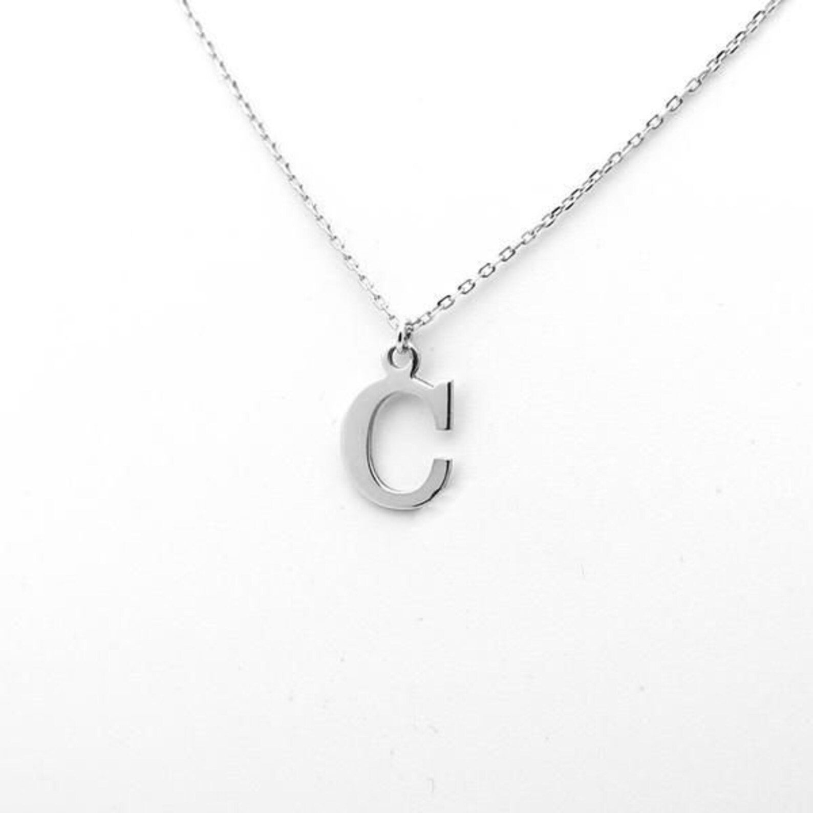 Silver Letter Necklace Custom Initial Necklace Gift Etsy