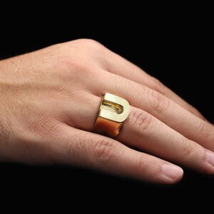 Anillo de letras de plata esterlina 925, anillo de letras U, anillo inicial de la A a la Z, anillo de tipo de alfabeto de plata, anillo de letras de plata alfabeto en negrita, anillo de alfabeto