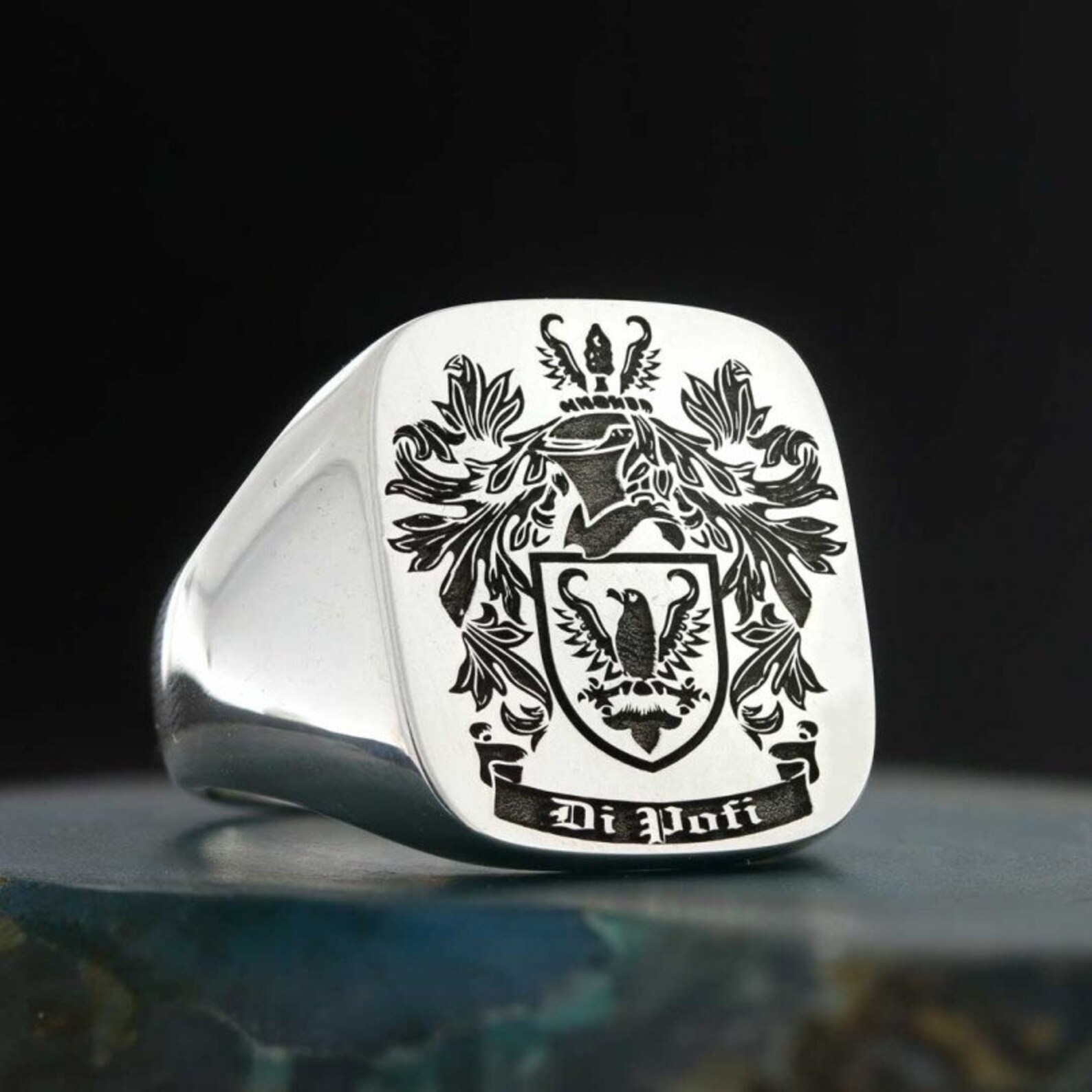 Sterling Silver Coat of Arms Ring Family Crest Rings Etsy