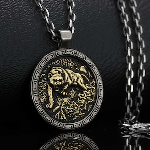 Silver Leopard Pendant Necklace, Panther Necklace, Jaguar Pendant, Puma Pendant, Sterling Silver Jaguar Necklace, Puma Necklace,Gift for Him