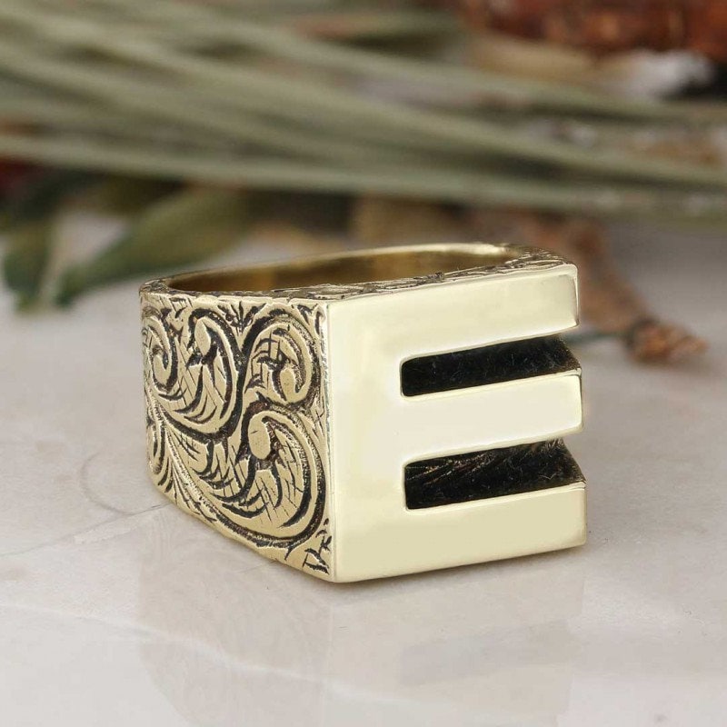 925 Sterling Silver Letter Ring, Letter E Ring, A-Z Initial