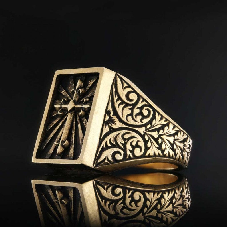 Silver Cross Men's Ring Cross Ring Christian Etsy