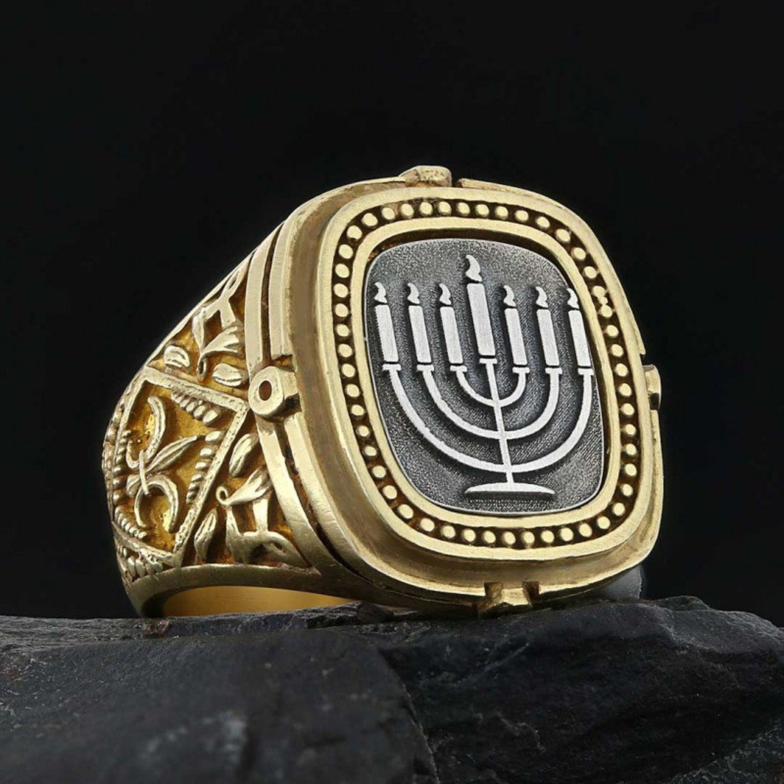 MENORAH ISOLATED RING Hanukkah Menorah Ring Sterling Silver Etsy