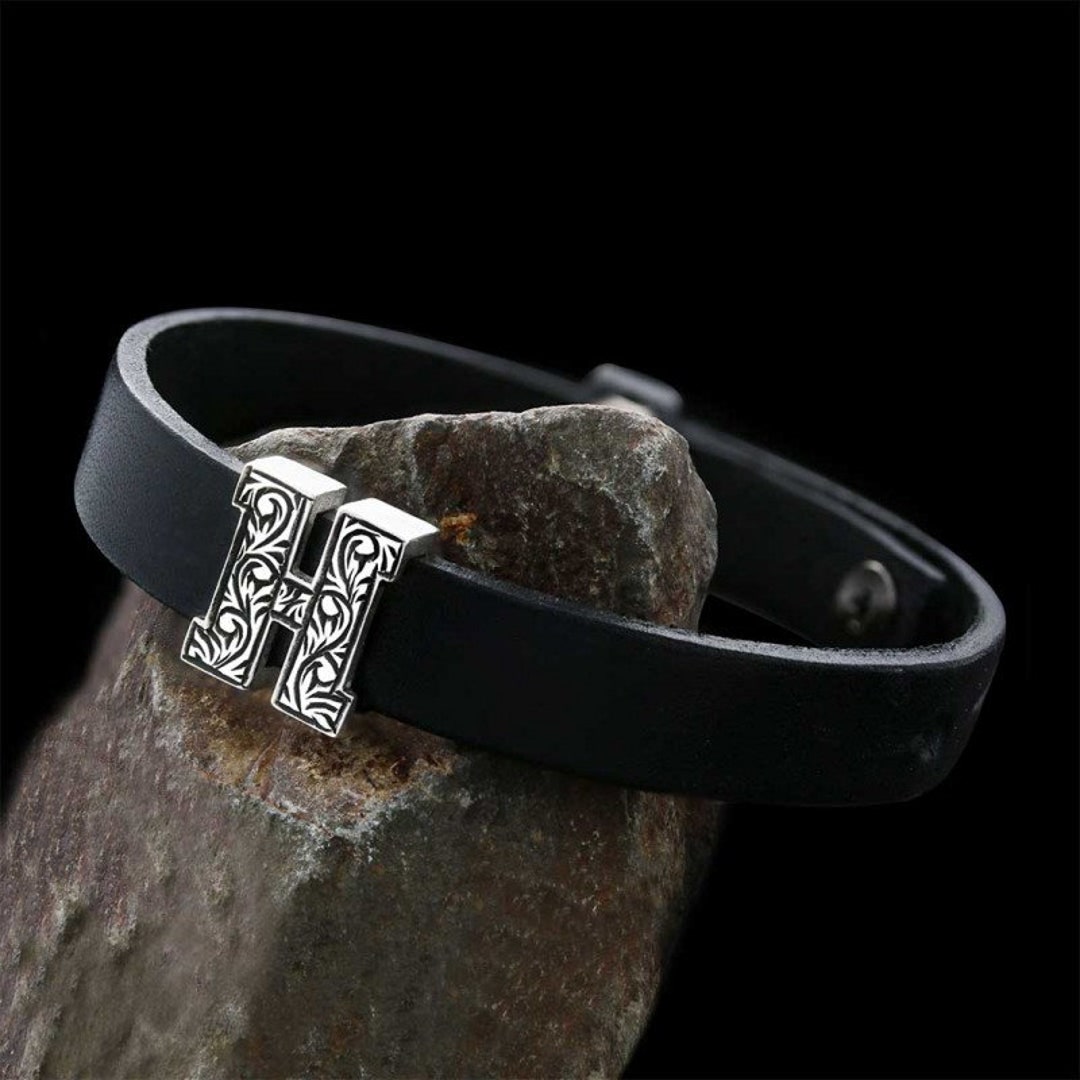 Letter H Monogram Leather Bracelet