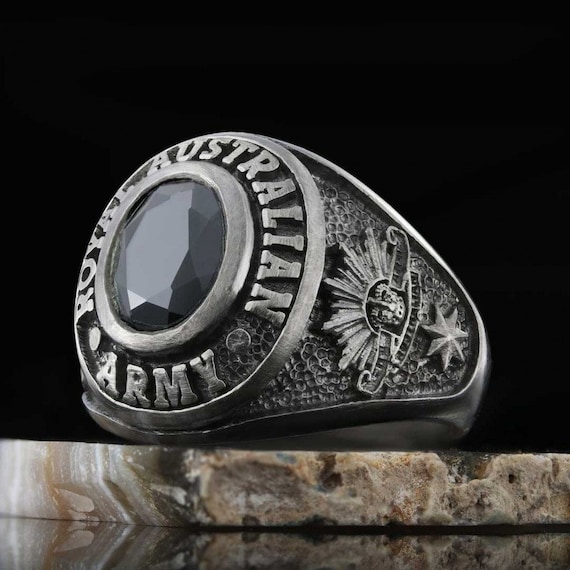 Royal Australian Army Ring Sterling Silver Australian Army Ring Sterling Silver Australian Military Ring Australian Force Silver Ring Etsy Israel