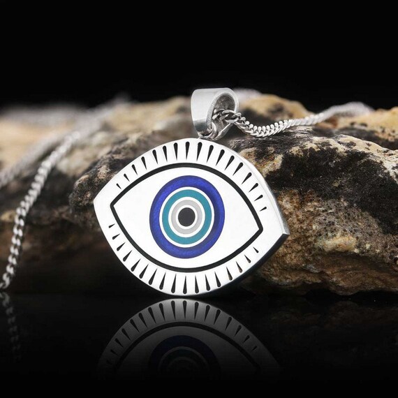 925 Sterling Silver Evil Eye Necklace Blue Evil Eye Bead Evil