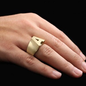 925 Anillo de letras de plata esterlina, Anillo de letras A, Anillo inicial de la A a la Z, Anillo de tipo alfabeto de plata, Anillo de letras de plata Alfabeto en negrita, Anillo del alfabeto